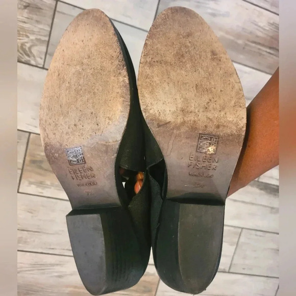 EILEEN FISHER Perry tumbled nubuck suede black ankle booties shoes Wmn's 7.5 - Picture 8 of 11